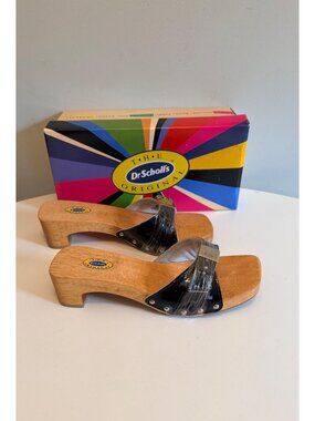 Dr Scholls Women Size 7 Exercise Clog Sandal Black Patent Leather Slide New
